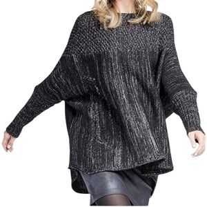 Sympli Lockhart Oversized Melange Knit Sweater Medium Charcoal Grey Casual